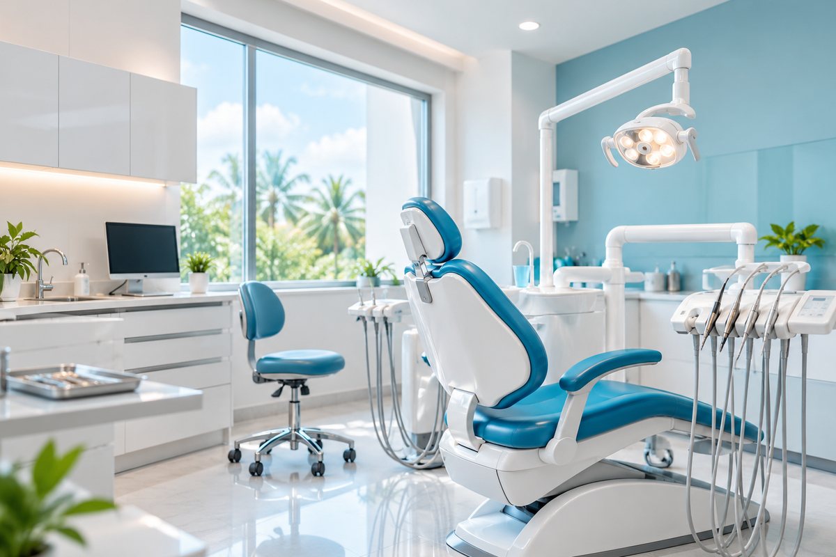 Modern dental treatment room at Dr. Emerico's Dental Clinic, Old Market, Margao